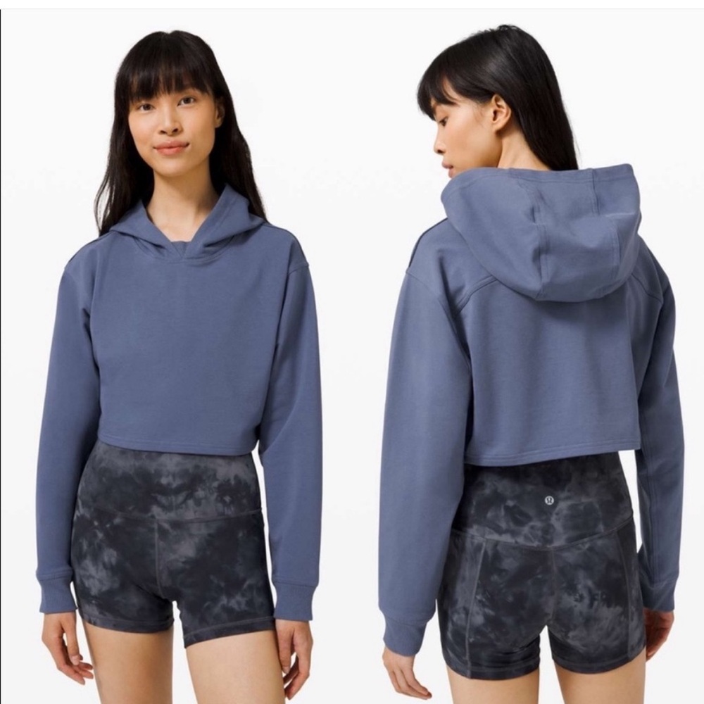 NWT Lululemon All Yours Cropped Hoodie sz 2 in ink blue